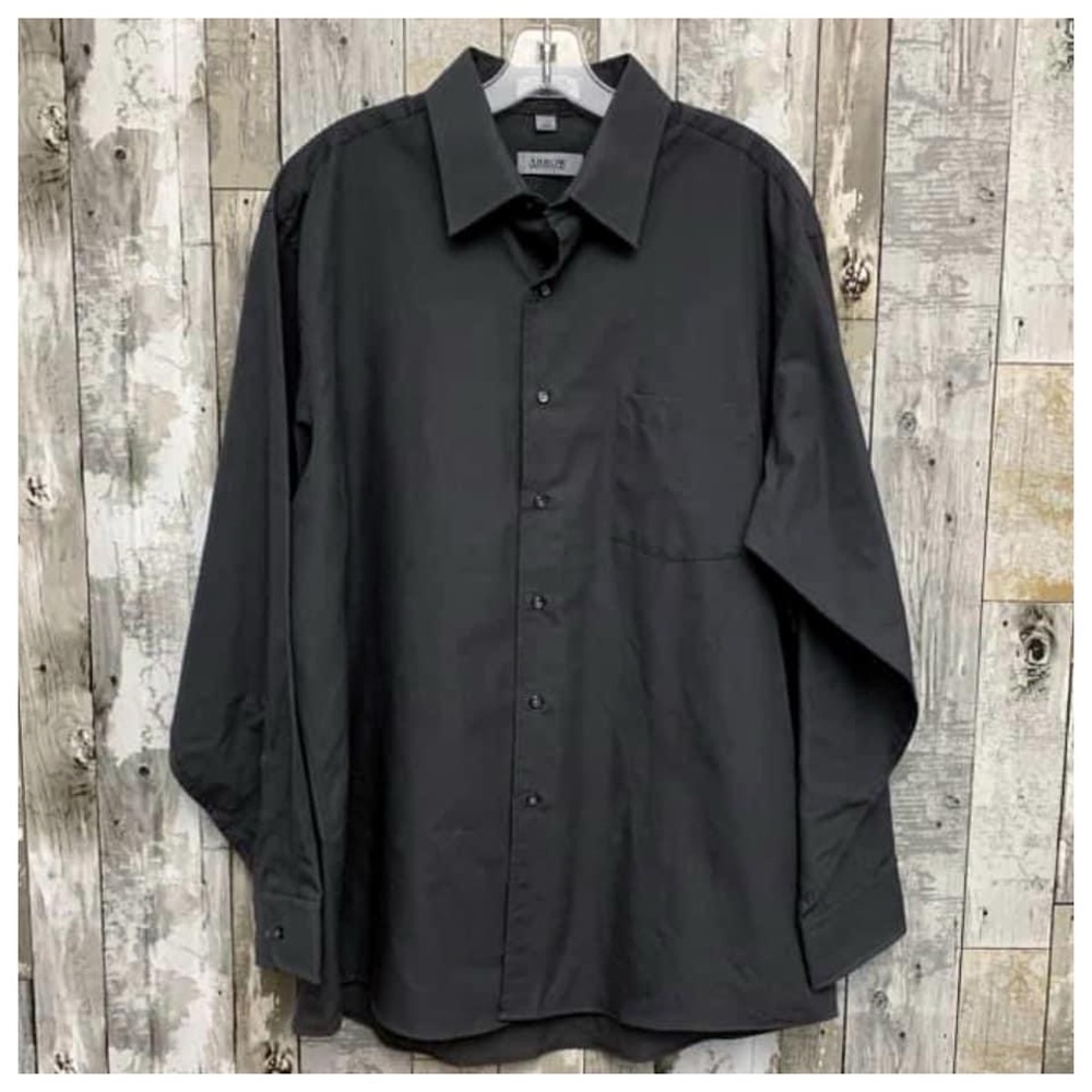 #486 Arrow Broadcloth Dover Steel Gray Collared Button Down Shirt Casual Top